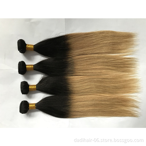 two tone color human hair extensions blonde hair virgin brazilian ombre blonde hair